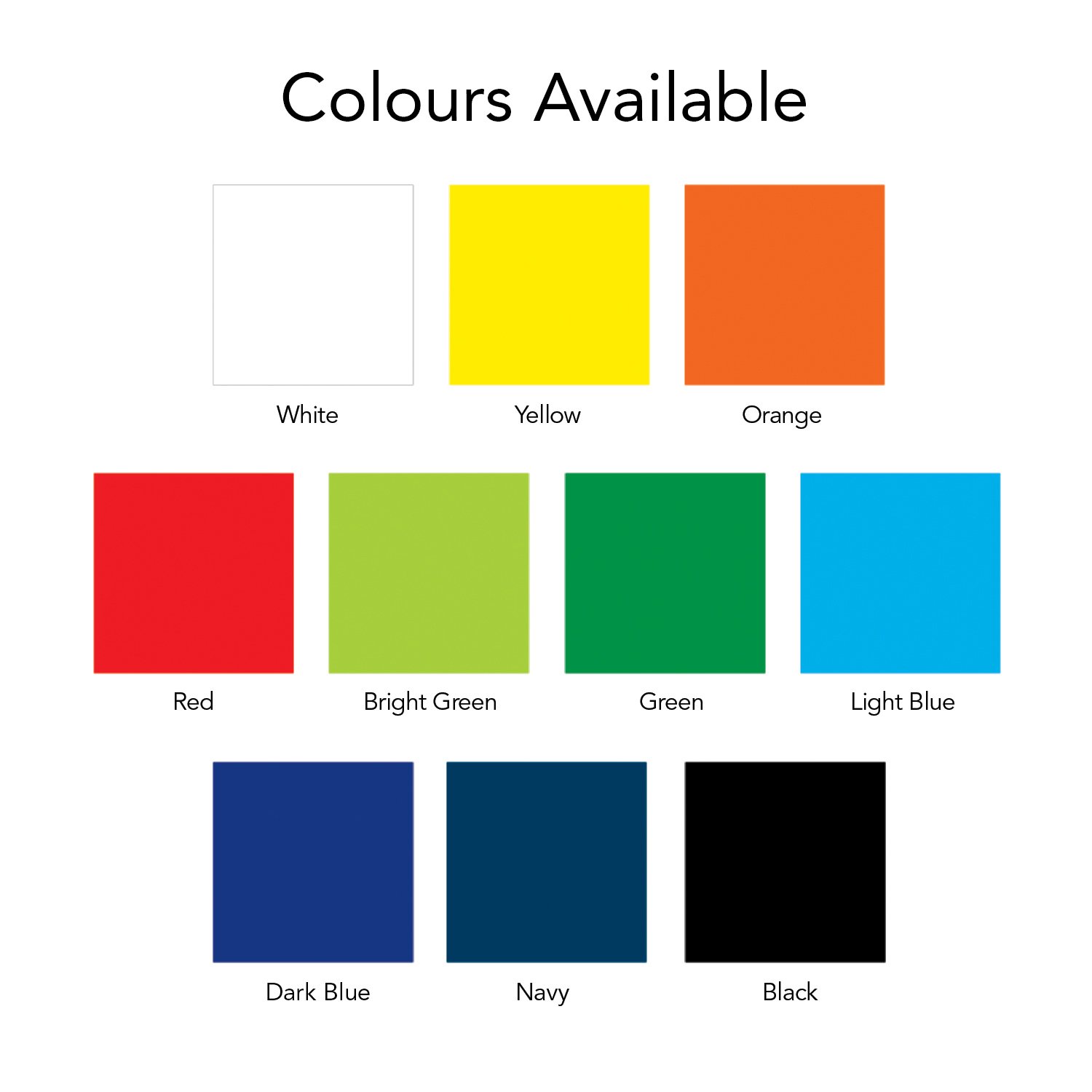 colours available colours available